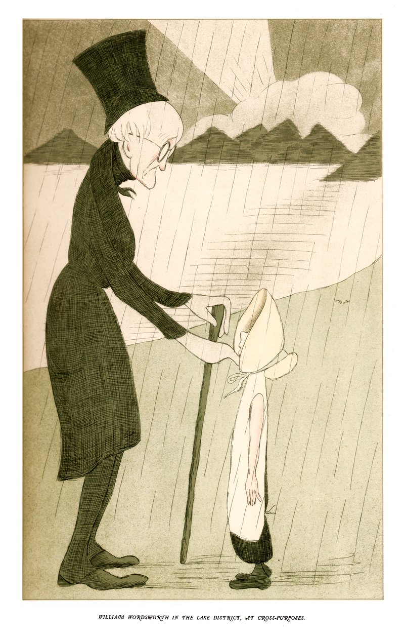 William Wordsworth v Lake District, na Cross-Purposes, 1904. od Henry Maximilian Beerbohm