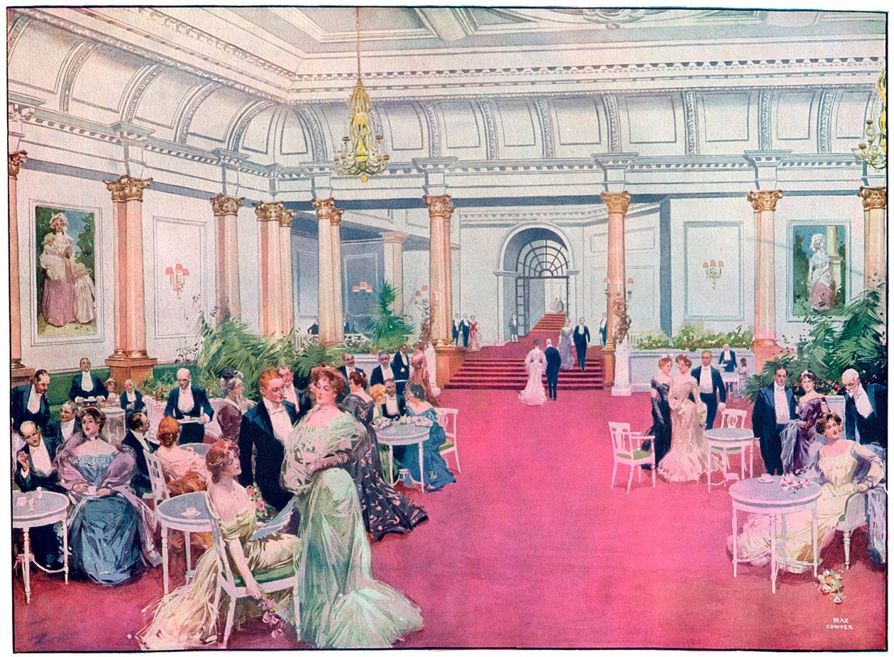 Foyer v restauraci Savoy, Londýn, 1905. od Max Cowper