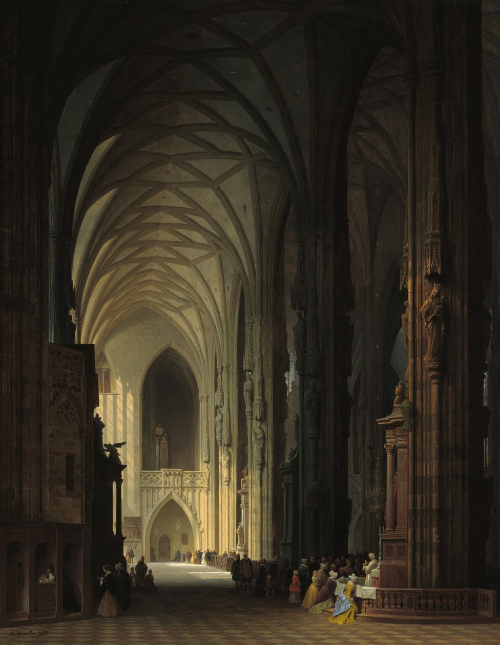 Interiér Stephanskirche ve Vídni od Max Emanuel Ainmiller