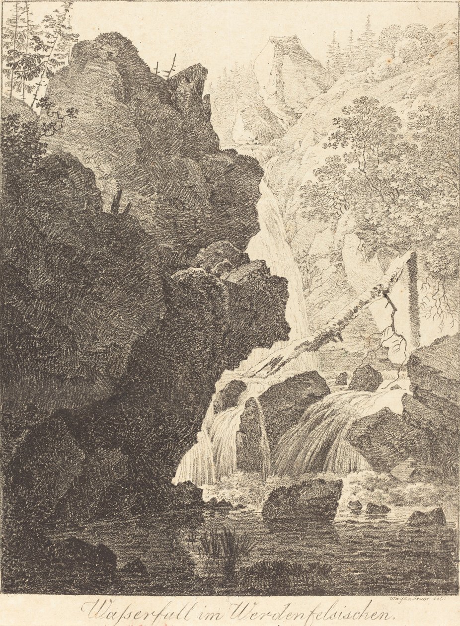 Vodopád (vodopád ve Werdenfels) od Max Joseph Wagenbauer