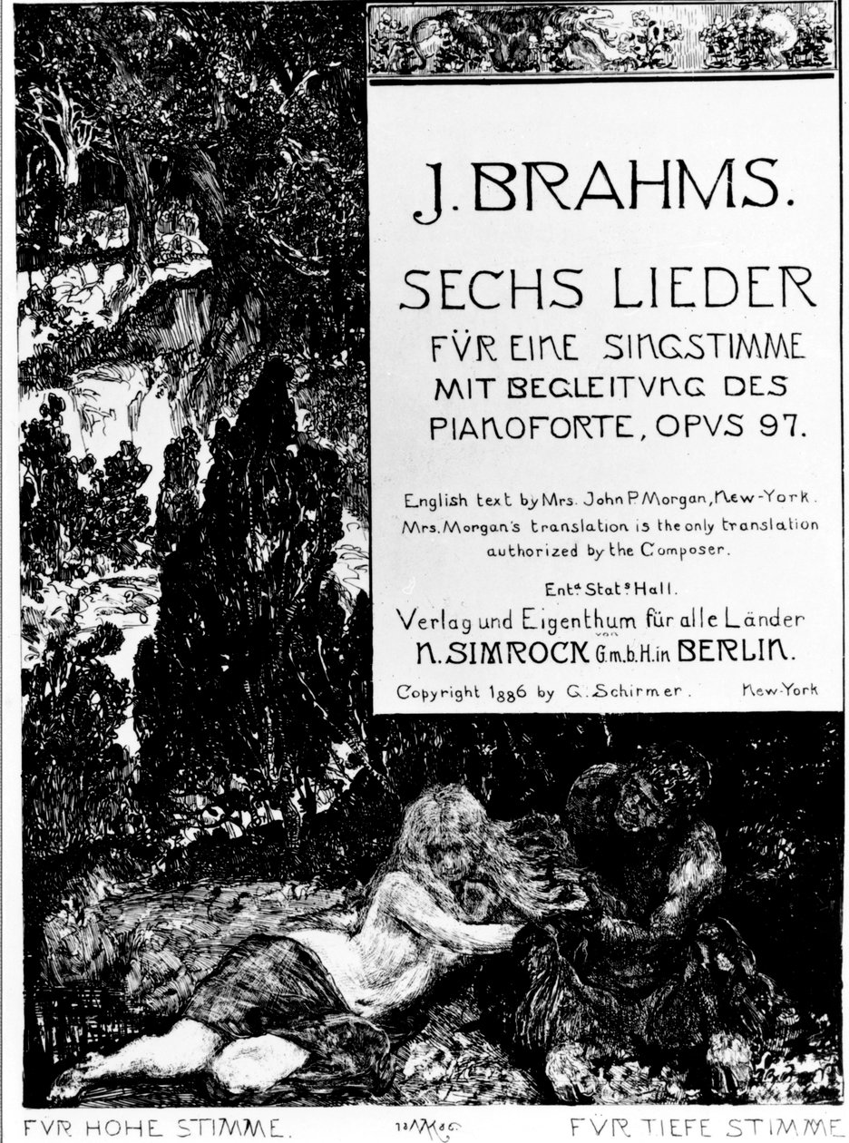 Frontispis k "Six Lieder opus 97" (Six Songs opus 97) od Johannese Brahmse (1833-1897) od Max Klinger