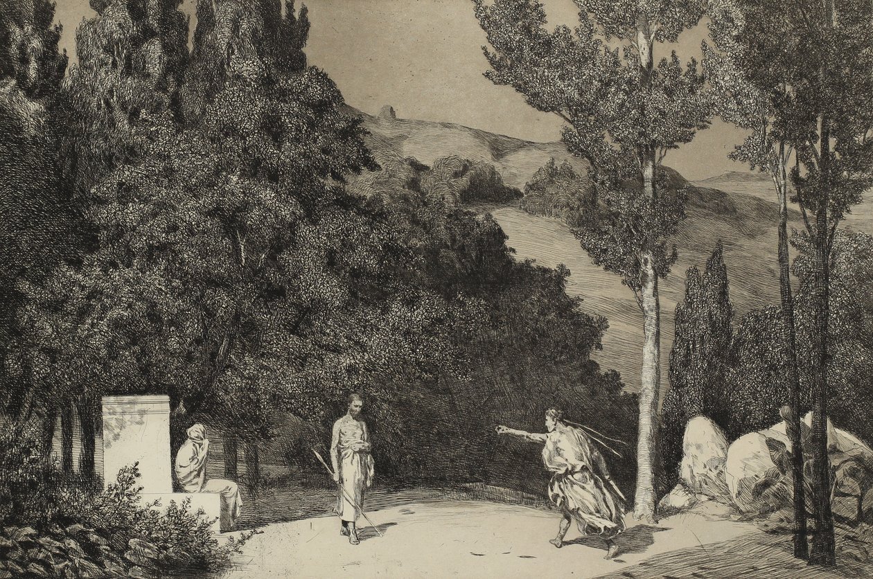 Pyramus a Thisbe II Ze série Opus II, 1879 od Max Klinger