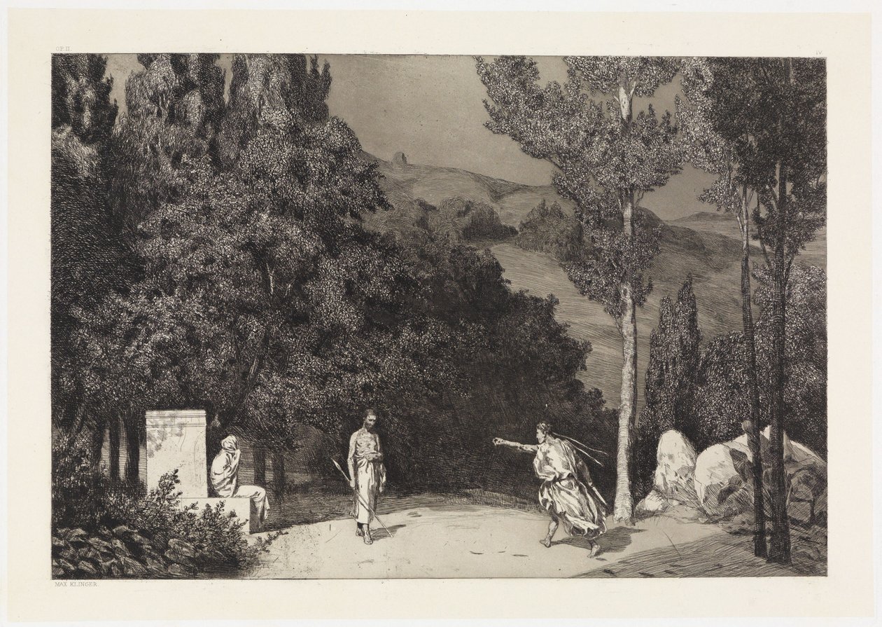 Pyramus a Thisbe III (Záchrana ovidiových obětí, Opus II, list 4) od Max Klinger