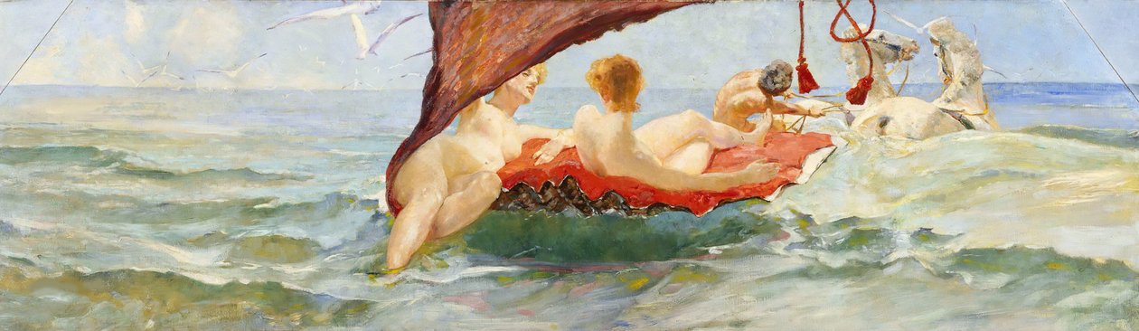 Venuše ve skořápkovém vozíku. Část nástěnné výzdoby vily Albers, 1884-1885. od Max Klinger