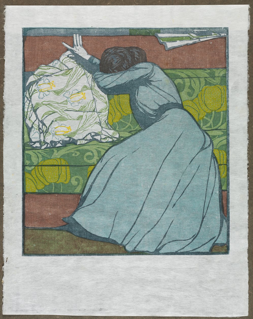 Polštář Martha Kurzweil sedící na divanu, 1903. od Max Kurzweil