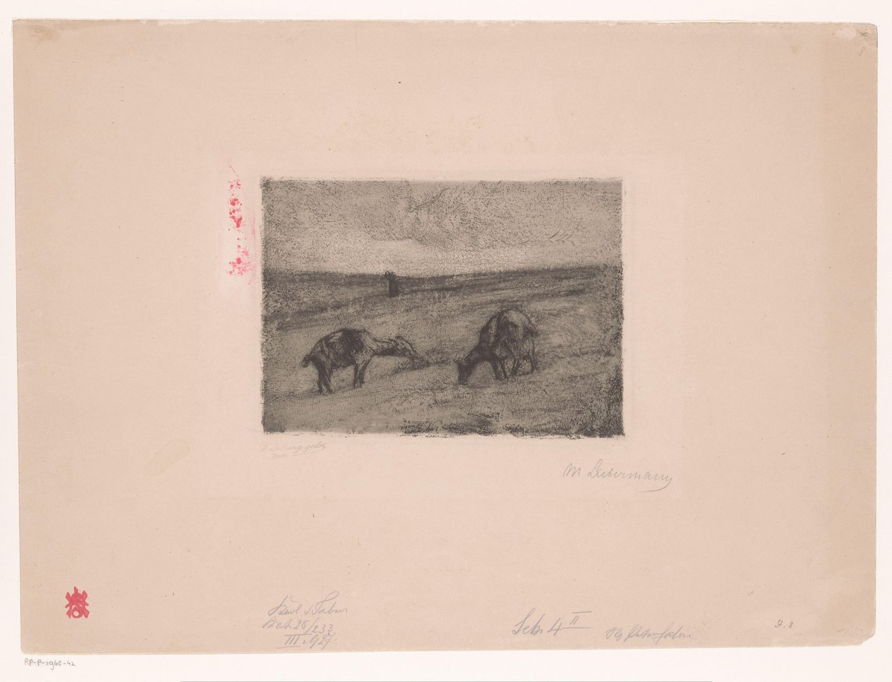 Krajina s pasoucími se kozami od Max Liebermann (signed by artist)