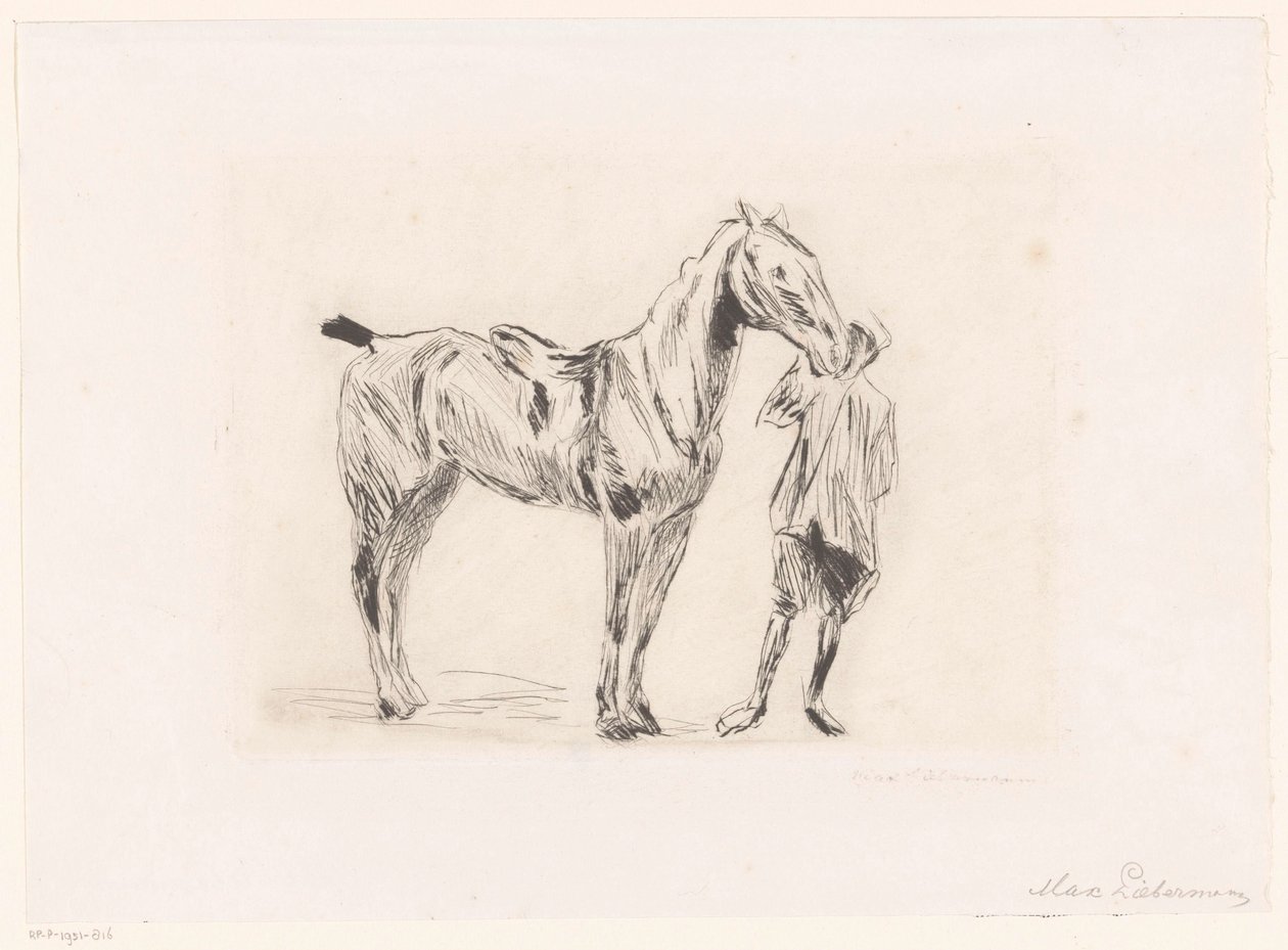 Muž s jezdeckým koněm od Max Liebermann (signed by artist)