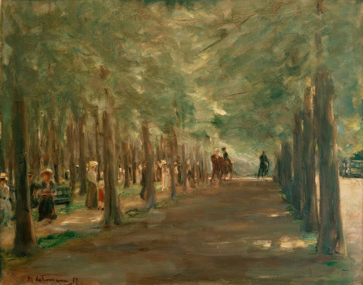 Ulička v zoo s jezdci a chodci od Max Liebermann