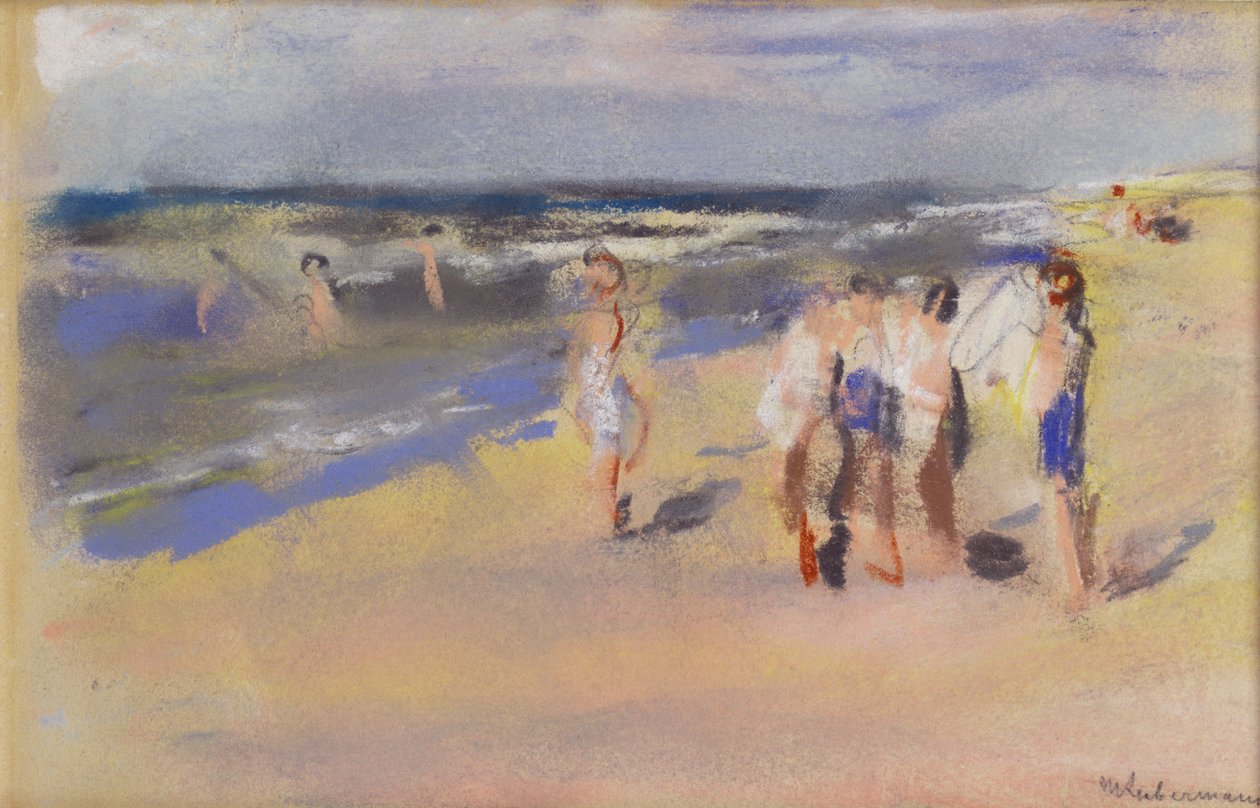 Pláž, kolem roku 1910 (kresba křídou) od Max Liebermann