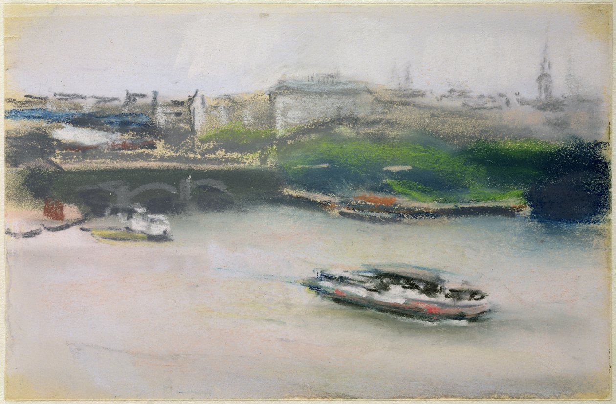 Binnenalster s Lombardsbrucke, Hamburk, 1910 (pastel na papíře) od Max Liebermann