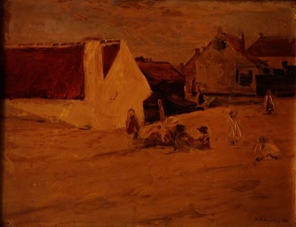 Děti si hrají ve vesnici od Max Liebermann