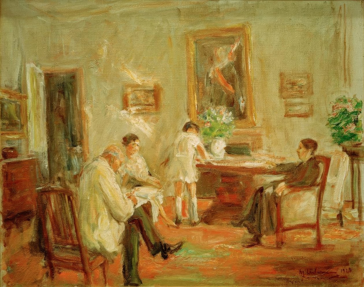 Umělec skicování se svou rodinou od Max Liebermann