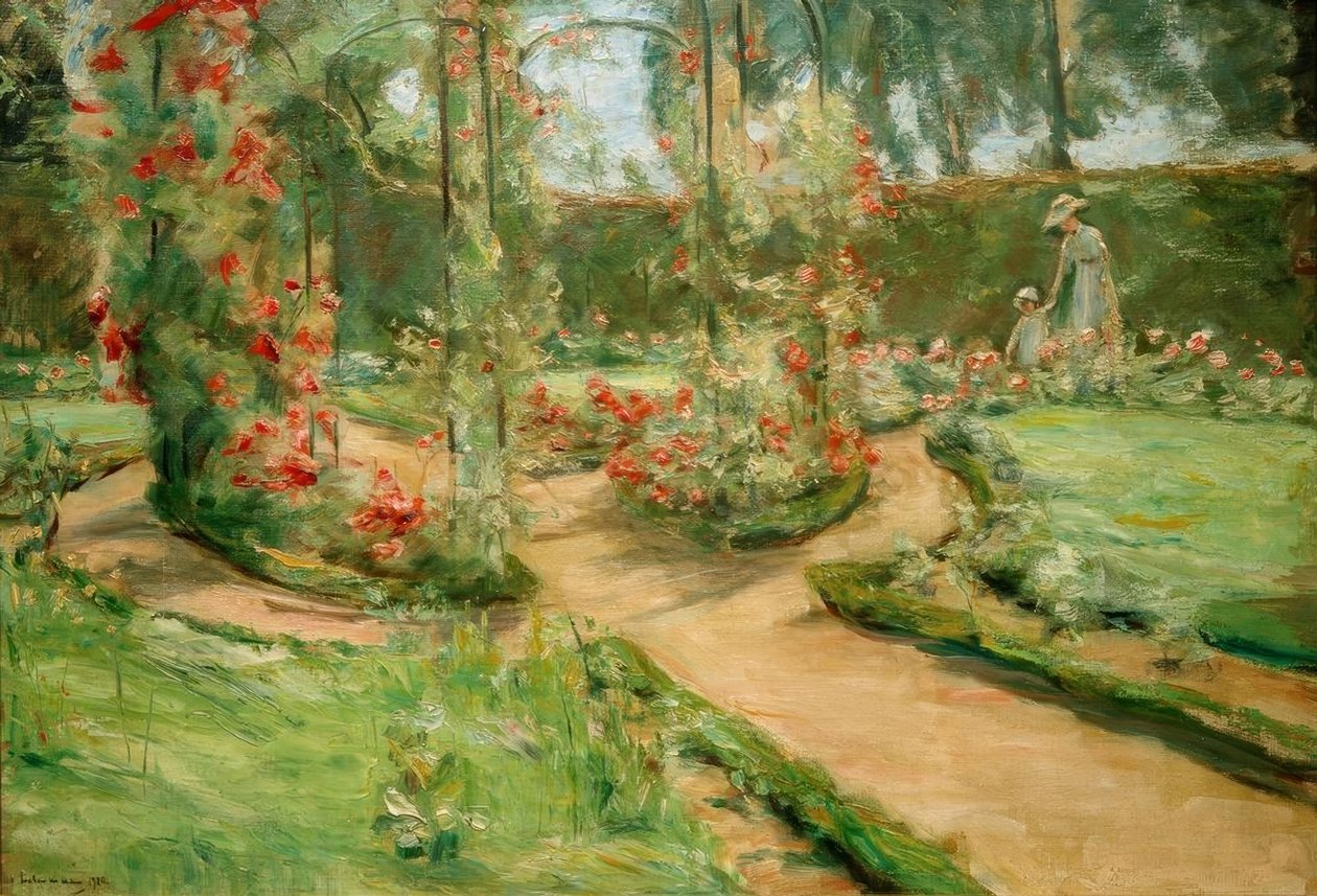 Růžová zahrada ve Wannsee s dcerou a vnučkou od Max Liebermann