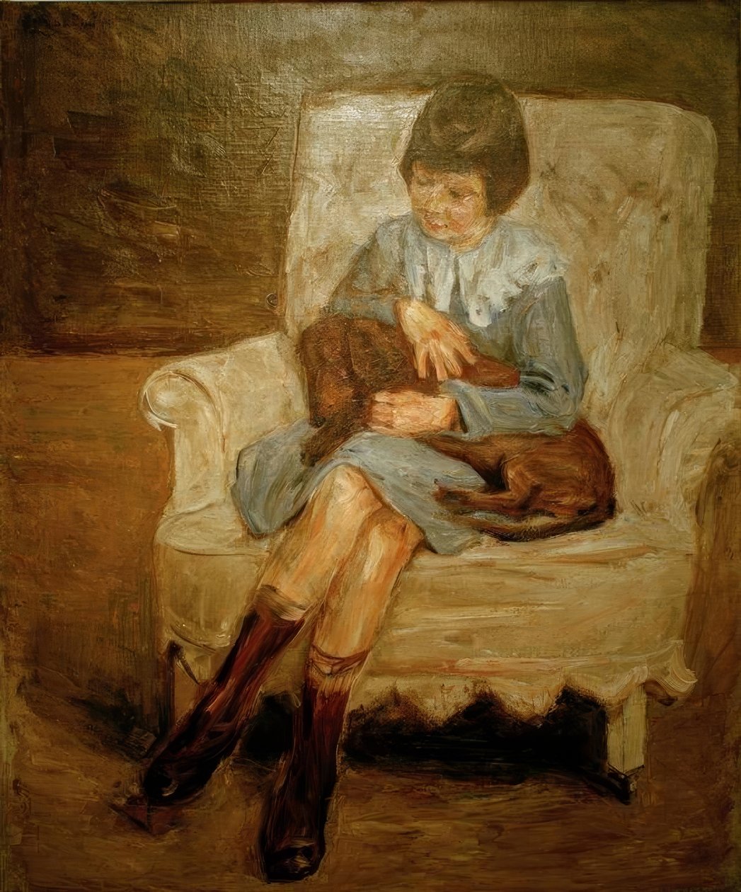 Liebermannova vnučka s jezevčíkem na klíně od Max Liebermann