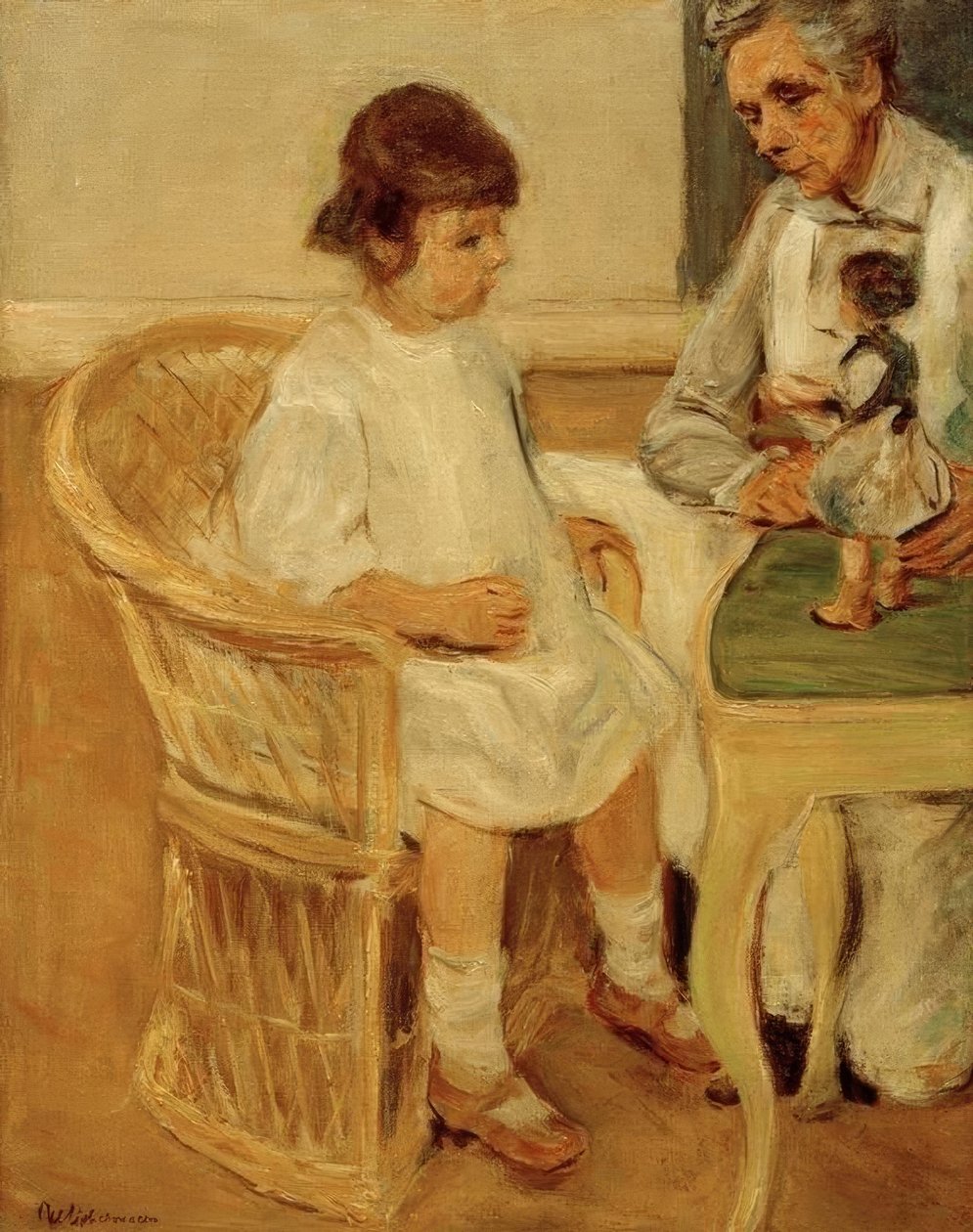 Umělcova vnučka v proutěném křesle vpravo od Max Liebermann