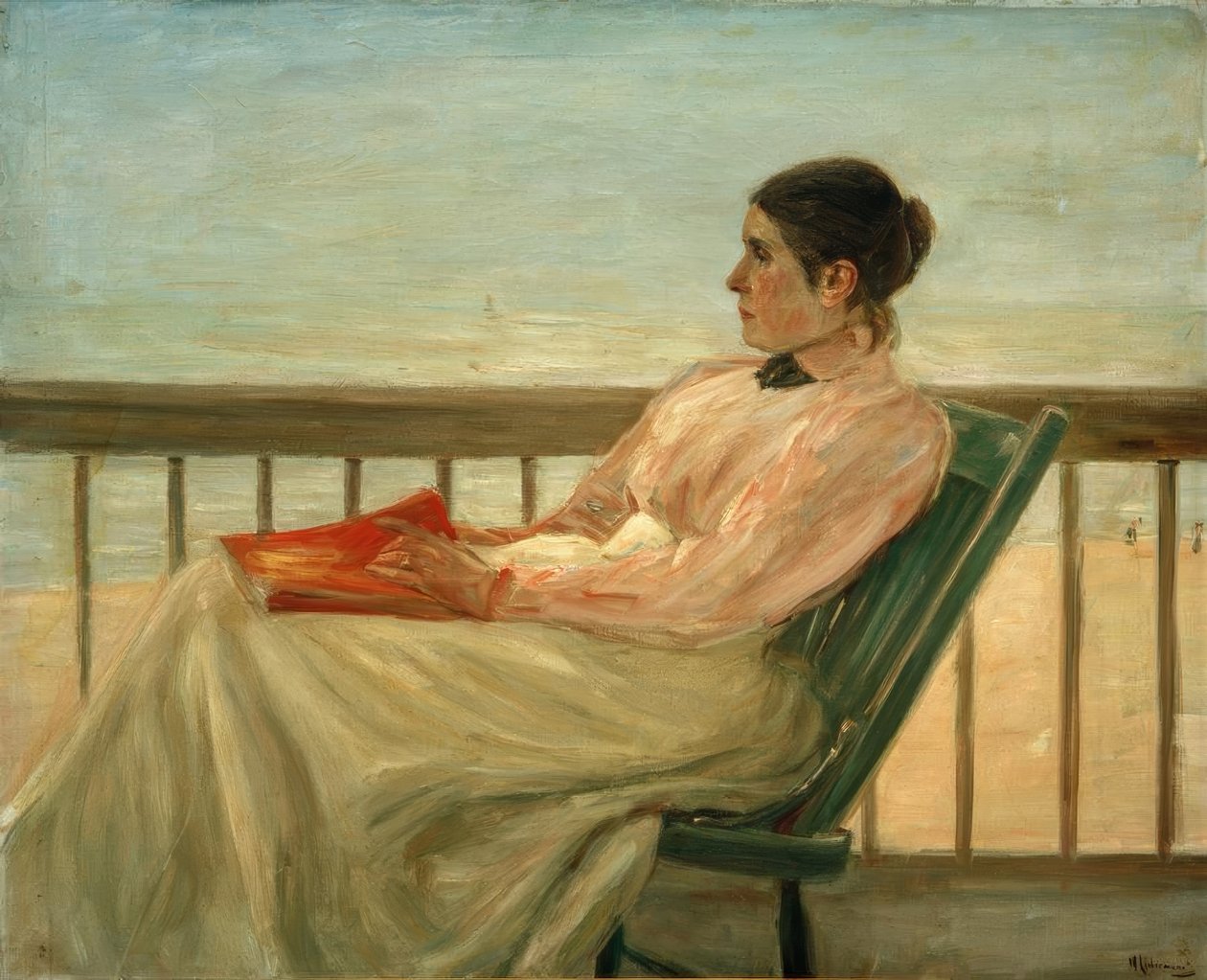 Umělcova žena na pláži od Max Liebermann