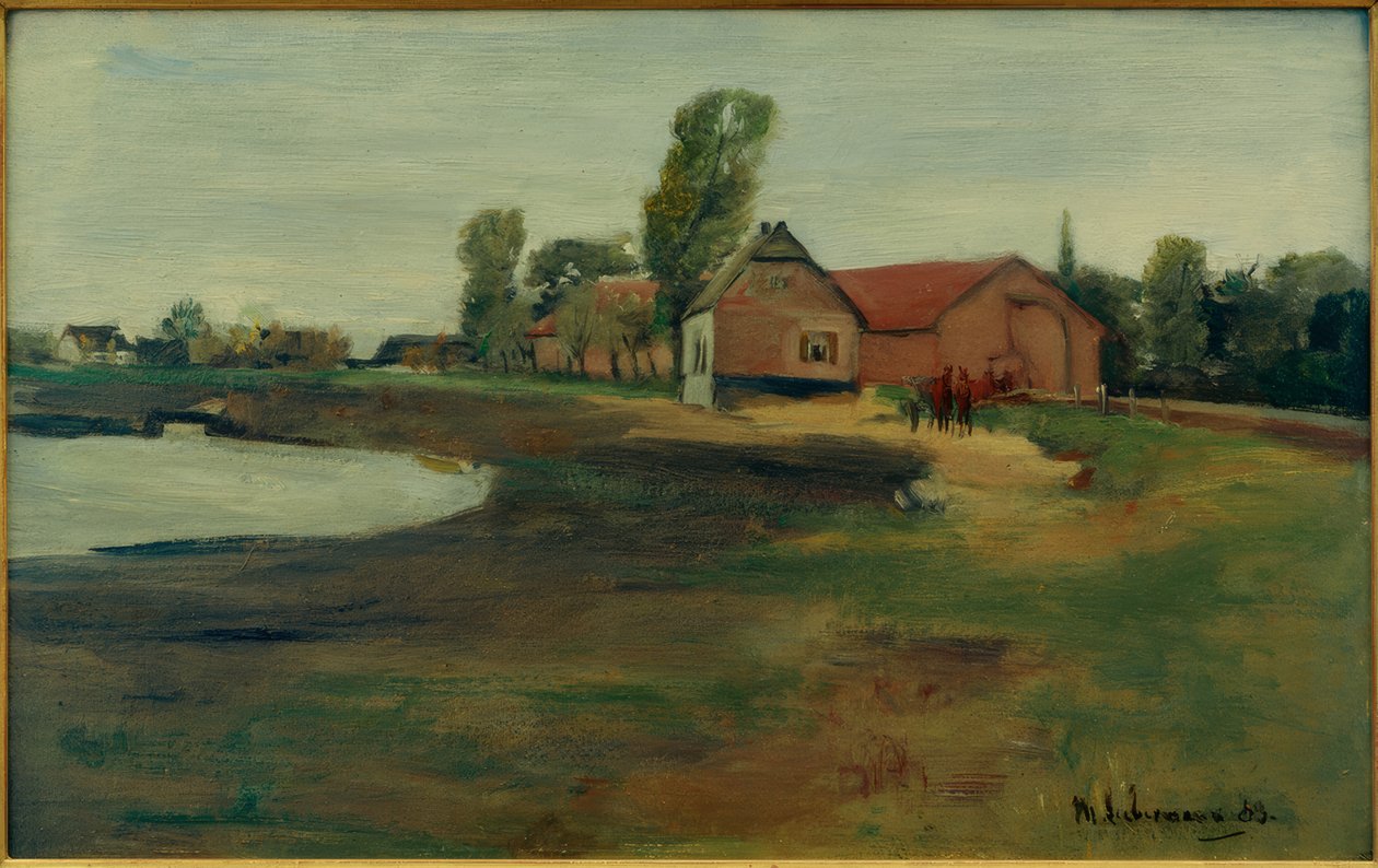 Vesnická ulice v Militsch (krajina s rybníkem) od Max Liebermann