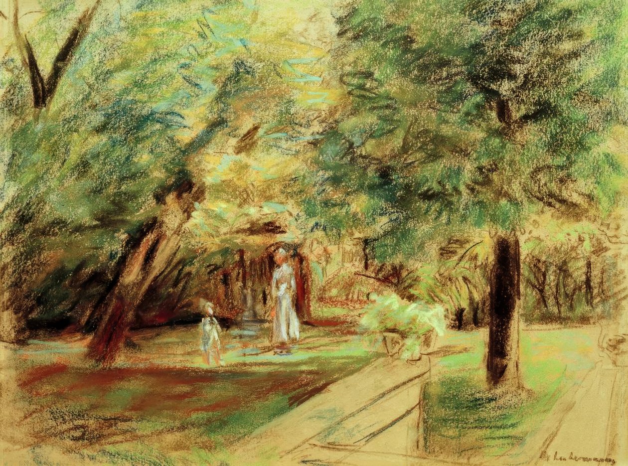 Vnučka s chůvou před živými ploty od Max Liebermann