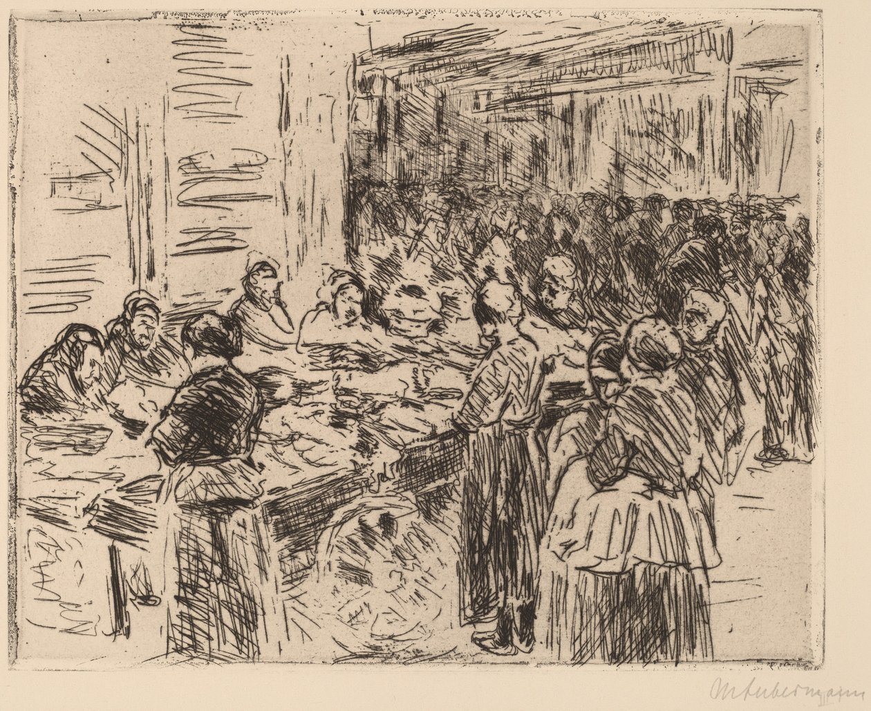Z židovské čtvrti v Amsterdamu: Rybí trh na rohu ulice, 1908. od Max Liebermann
