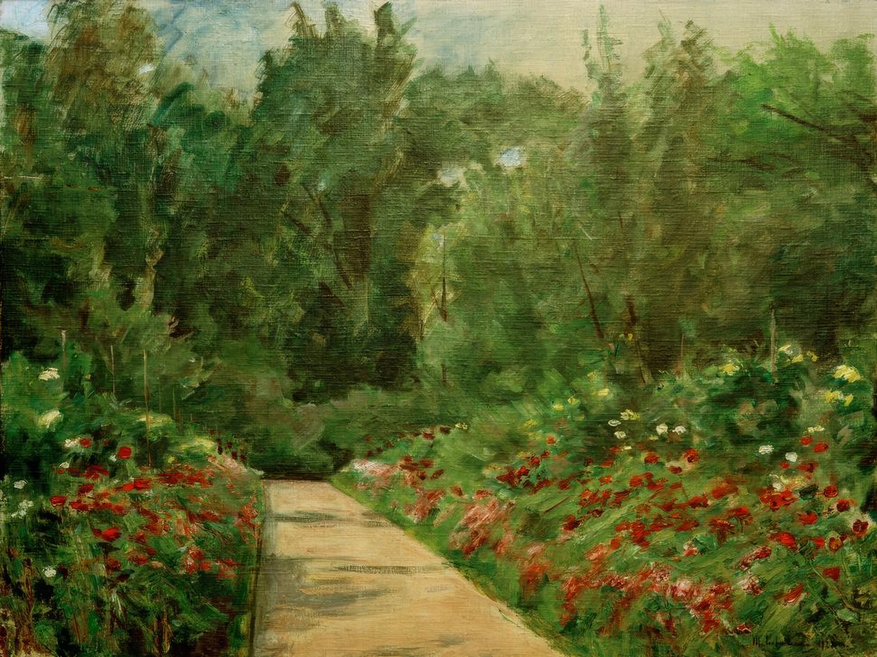 Zahradní záhony s cestičkou a květinami od Max Liebermann