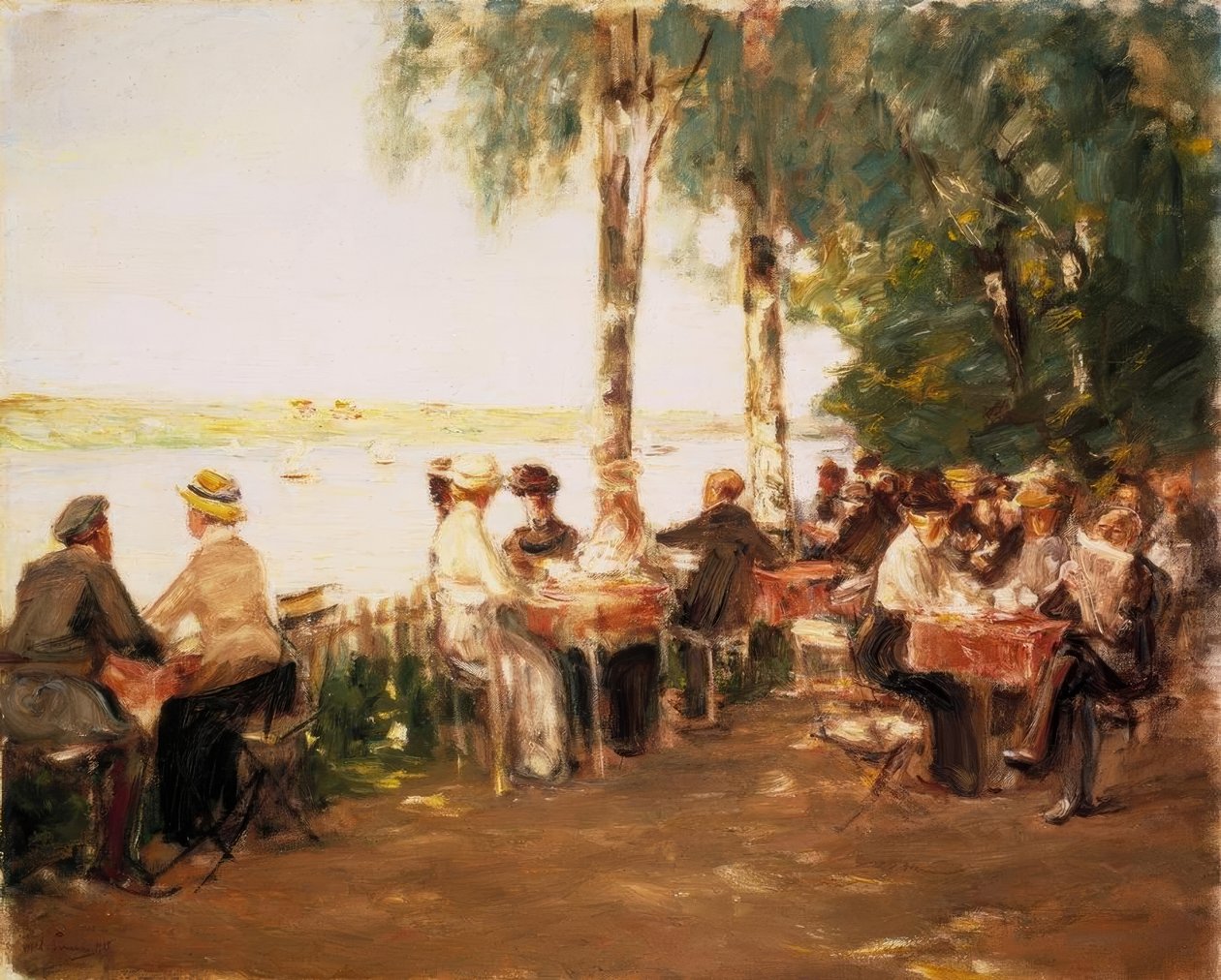 Zahradní restaurace u vody od Max Liebermann