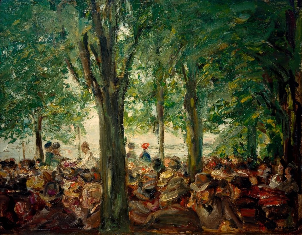 Zahradní restaurace na Havle pod stromy (Schildhorn) od Max Liebermann