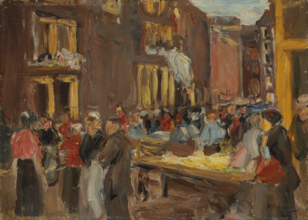 židovská čtvrť v Amsterdamu; Judengasse v Amsterdamu, Ecke Jodenbreestraat, 1905 od Max Liebermann