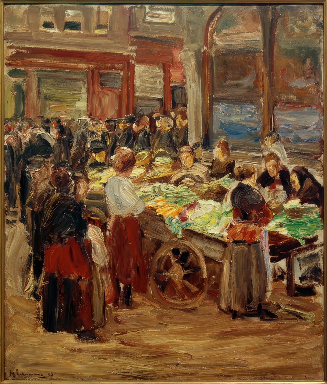 Judengasse v Amsterdamu - zeleninový trh od Max Liebermann