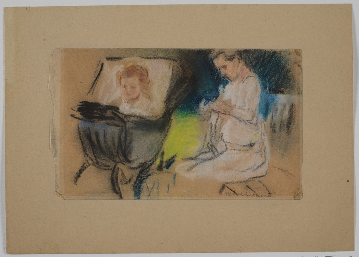 Dítě v kočárku a chůva od Max Liebermann