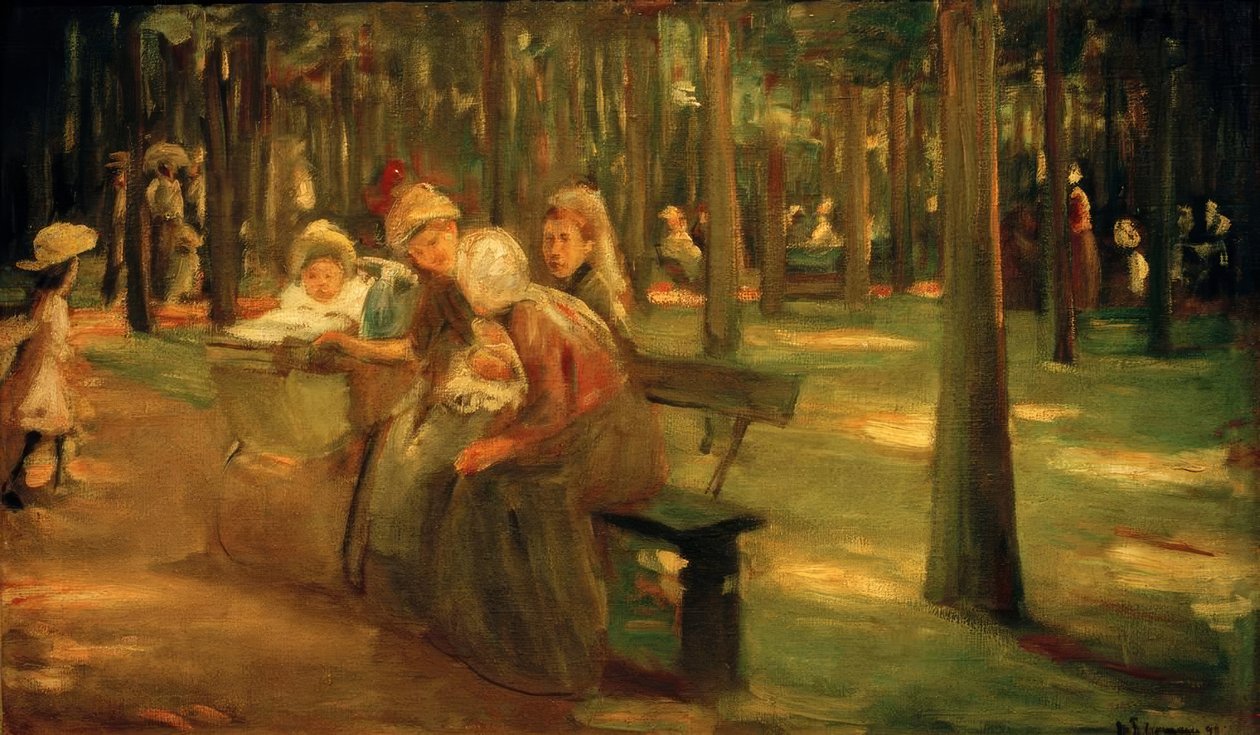 Chůvy a bonnen v zoo od Max Liebermann
