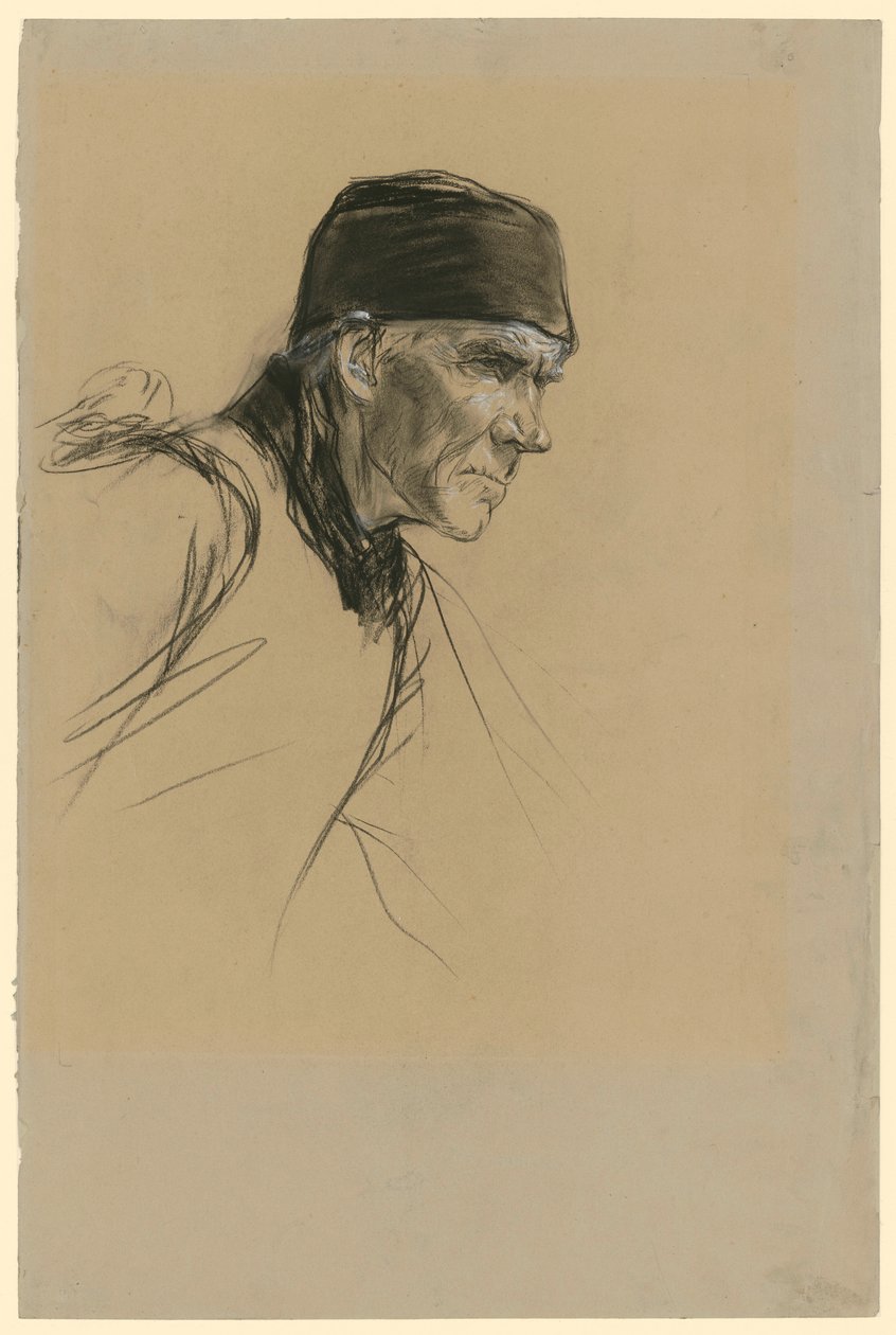 Hlava holandského rolníka (studie k obrazu „Kráčející rolník“) od Max Liebermann