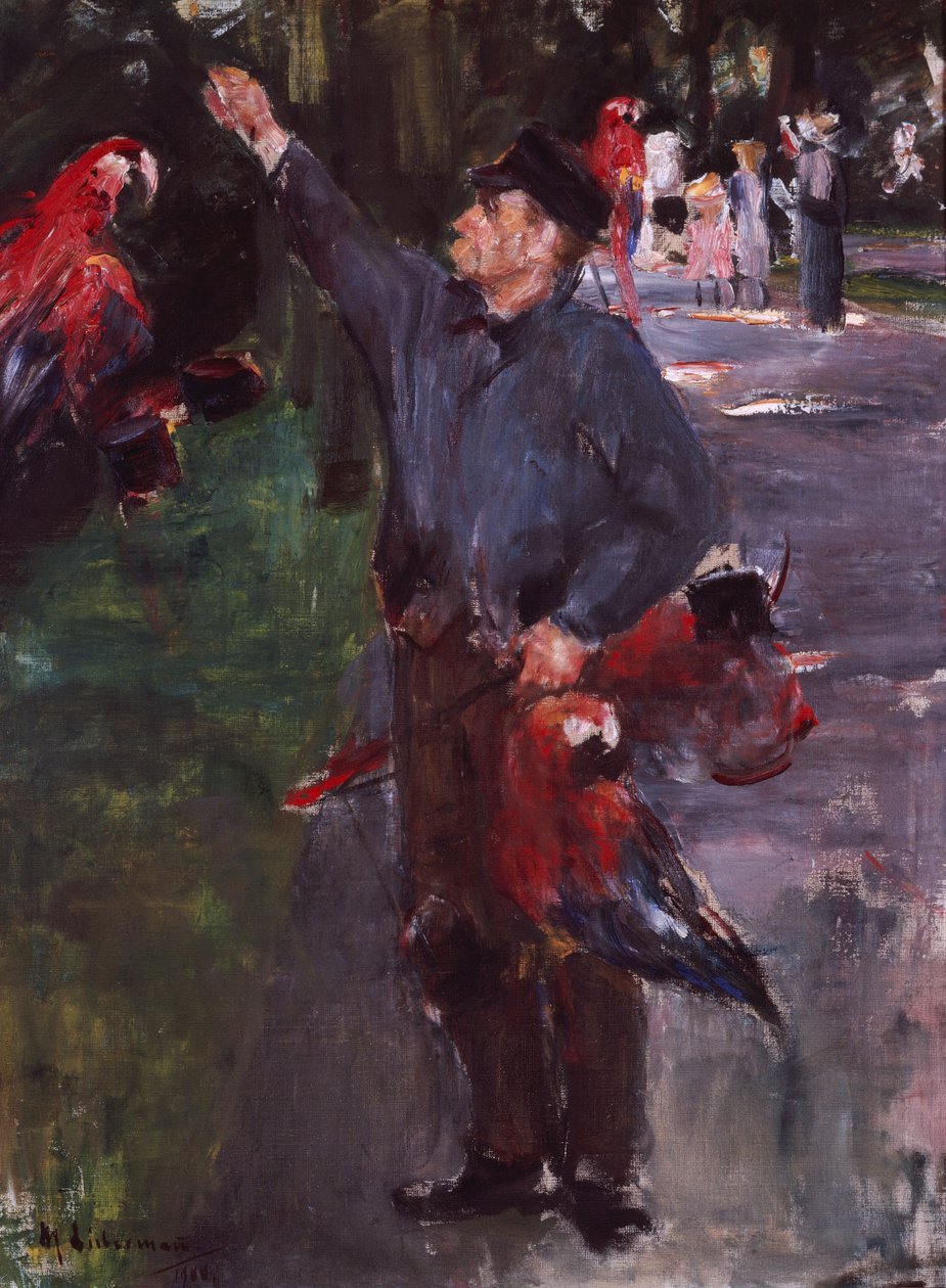 Muž s papoušky (olej na plátně) od Max Liebermann