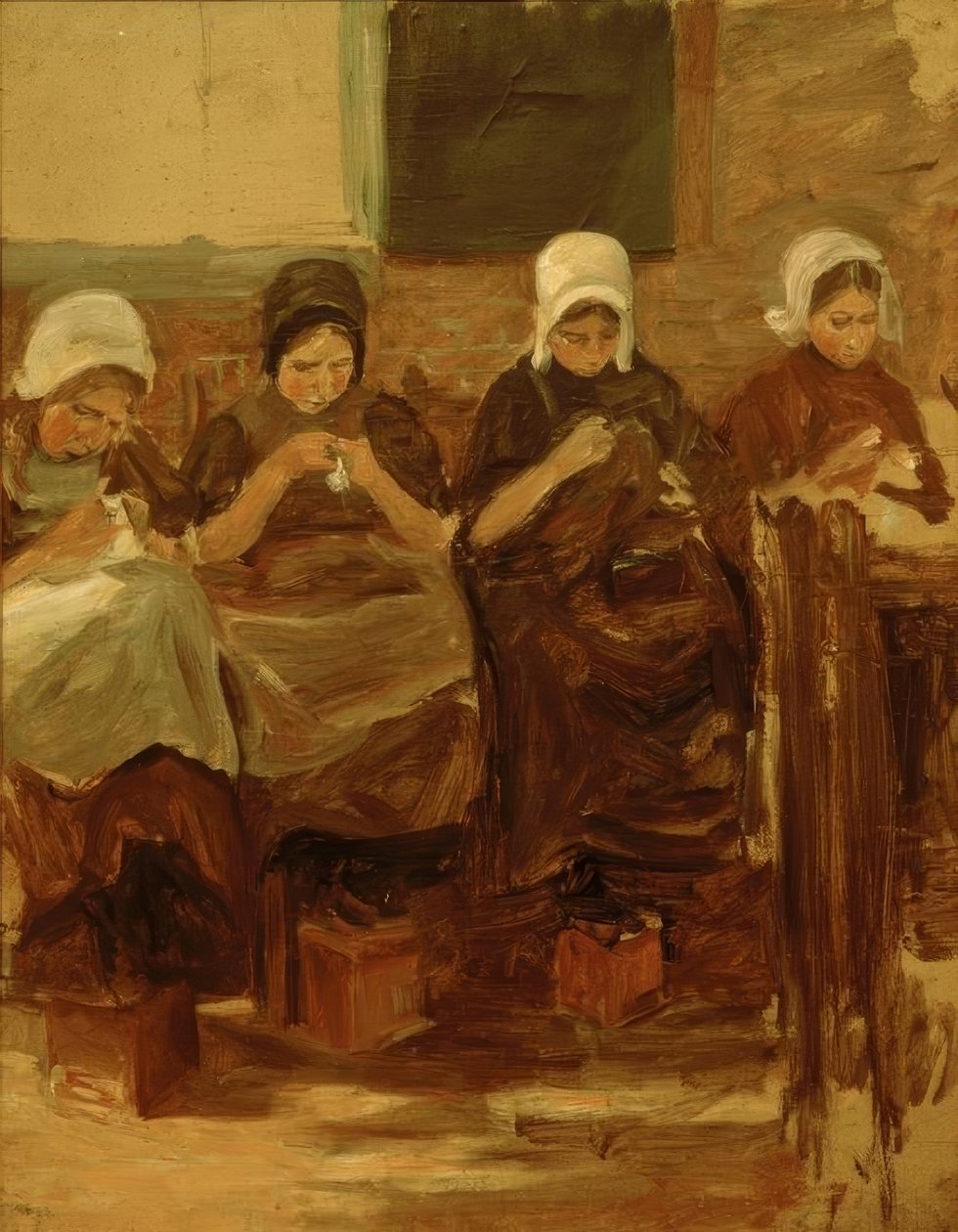 Šití dívek v Huyzenu od Max Liebermann