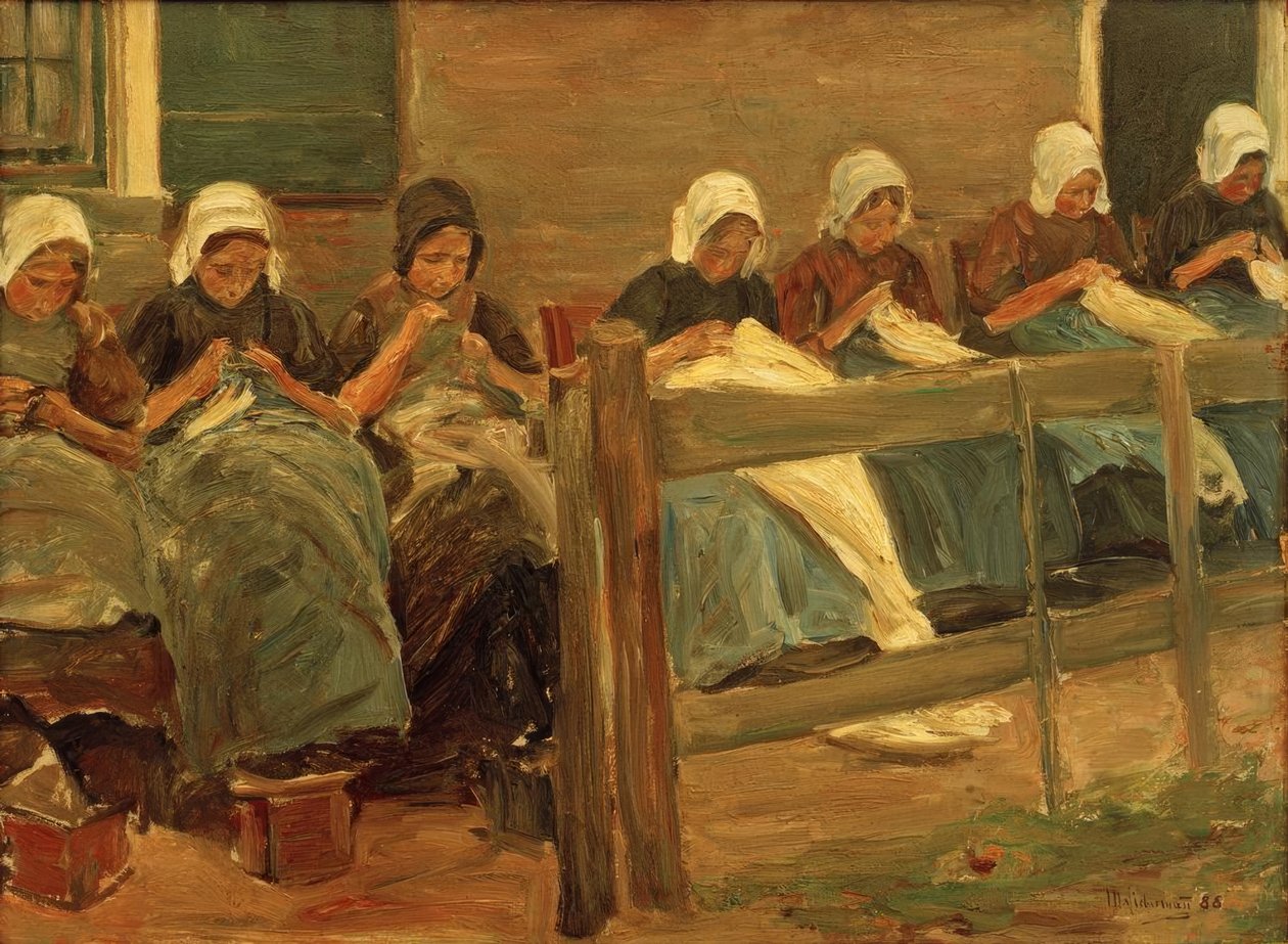 Šití dívek v Huyzenu od Max Liebermann
