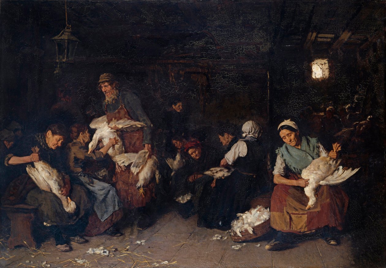 "Paysannes plumant des oies"" (Ženy škubající husy) Malba Maxe Liebermanna (1847-1935) Olej na plátně 1872 Rozměr 119,5x170 cm Státní muzea, Berlín od Max Liebermann