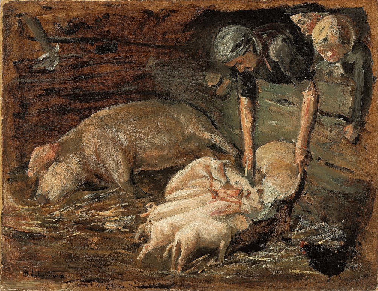 Vepřín, školka; Chlév pro prasata, školka, 1887 od Max Liebermann