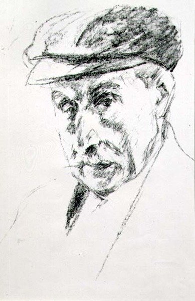 Portrét muže v čepici, možná autoportrét, po roce 1923 (litho) od Max Liebermann