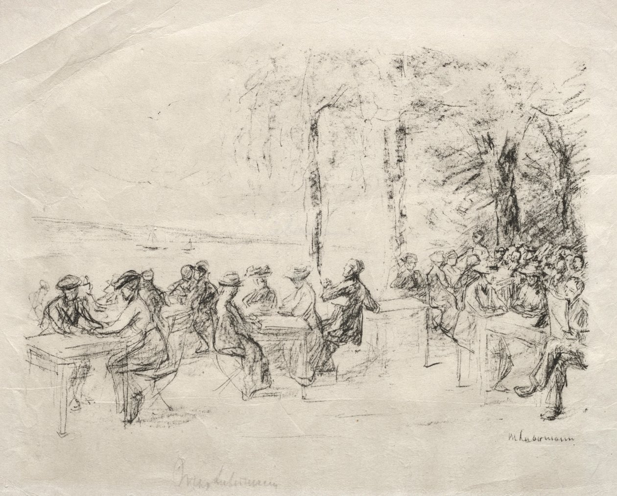 Restaurace am Wasser. od Max Liebermann