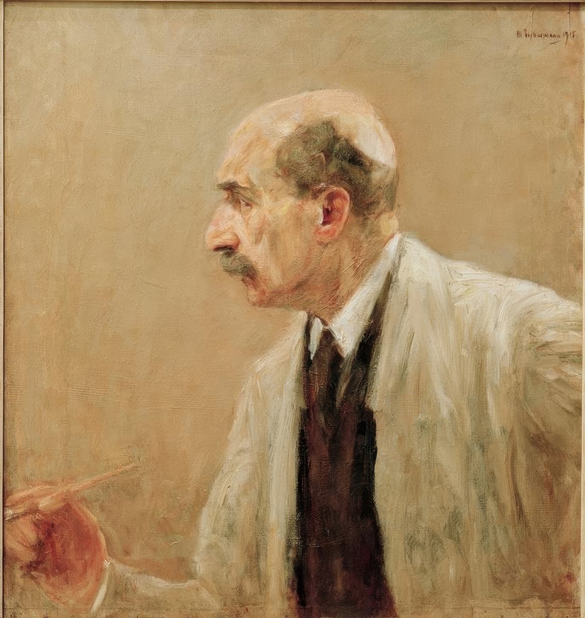 Autoportrét v malířském plášti, z profilu vlevo od Max Liebermann