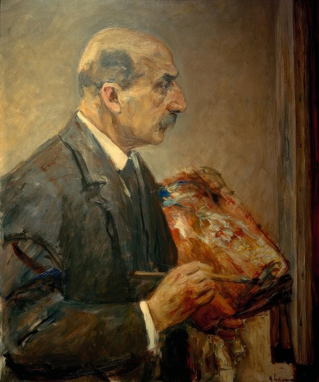 Autoportrét s paletou na stojanu, v profilu po od Max Liebermann