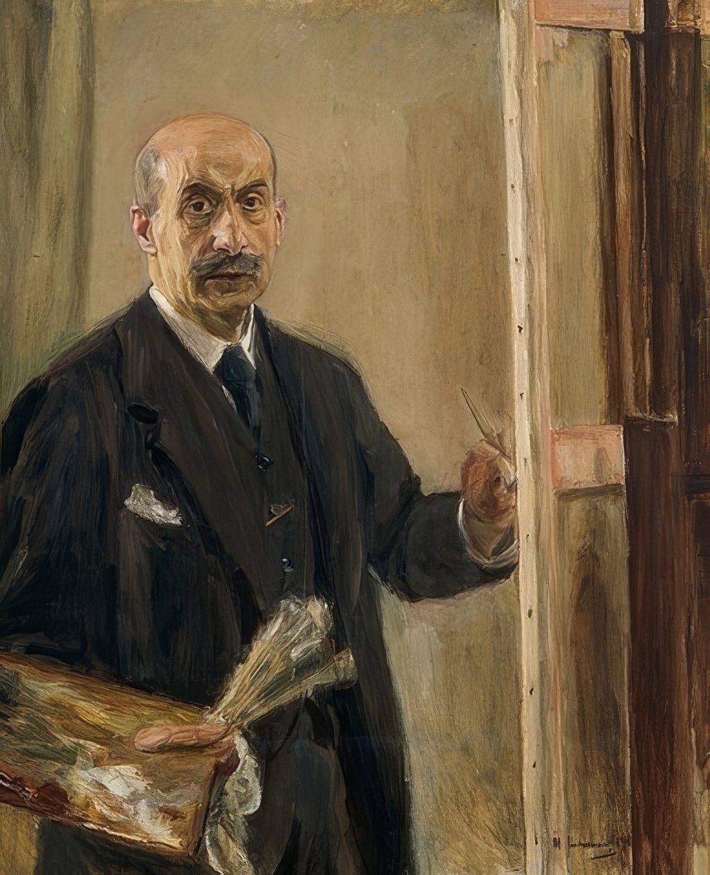 Autoportrét u stojanu. 1916 od Max Liebermann