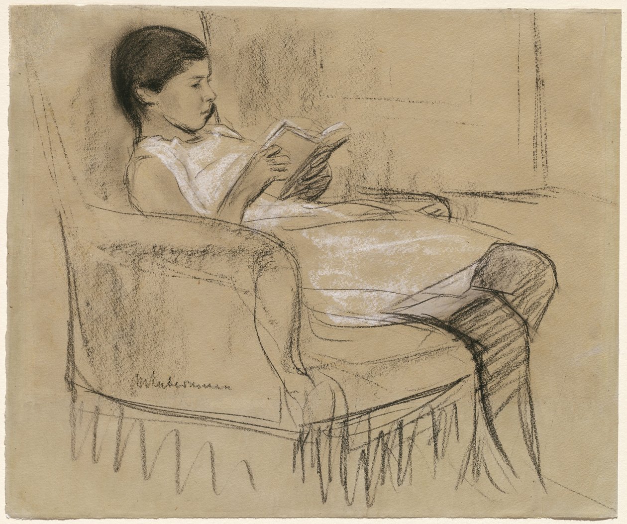 Umělcova dcera Käthe Čtení v křesle od Max Liebermann
