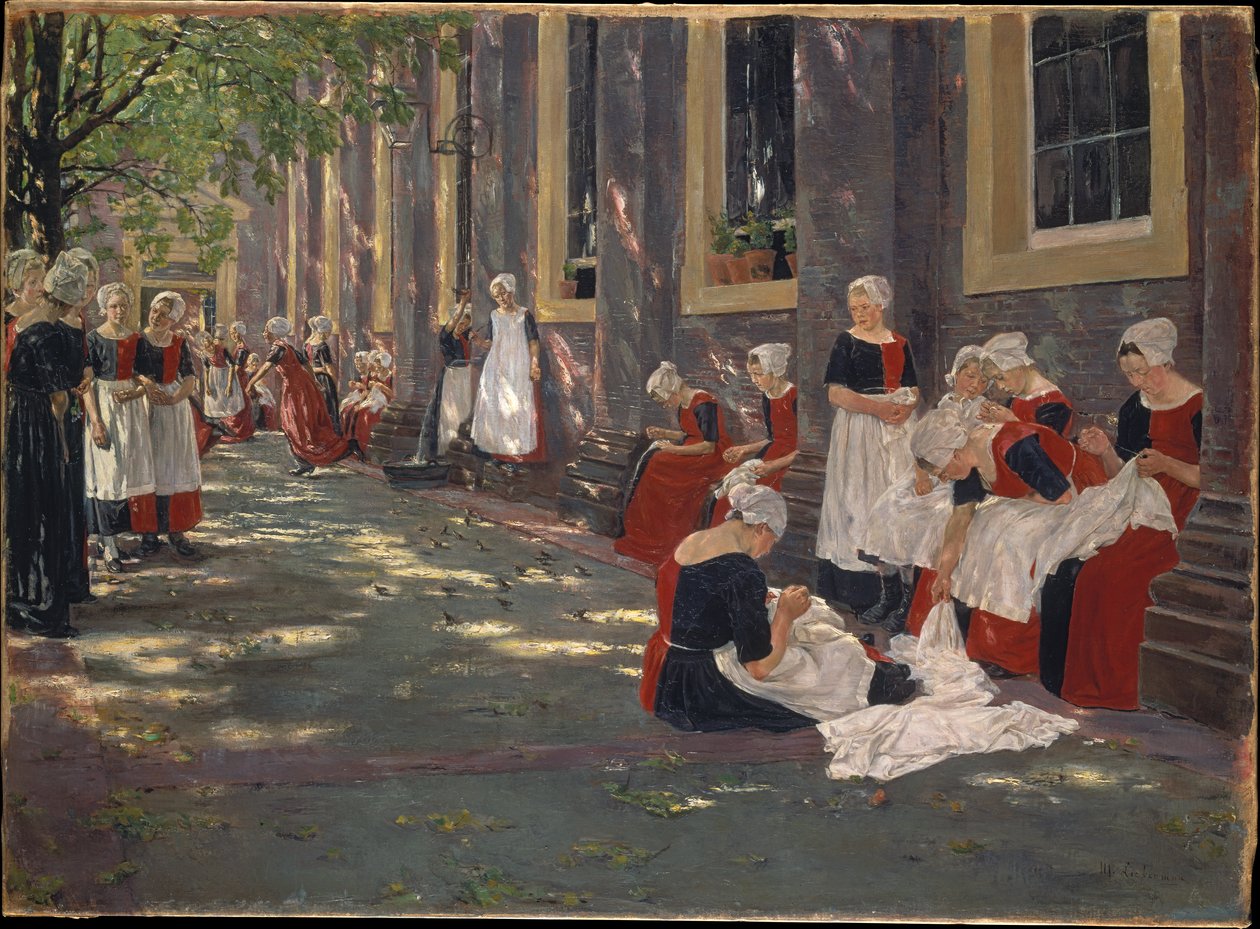 Nádvoří sirotčince v Amsterdamu: Volná chvilka v amsterdamském sirotčinci od Max Liebermann