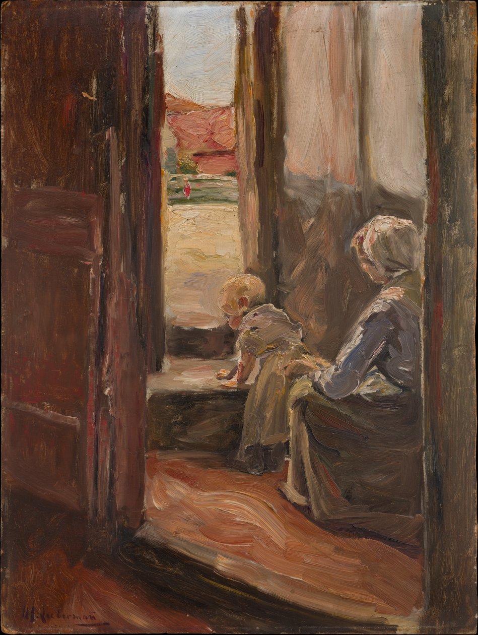 První krok (Matka a dítě, malá skica) od Max Liebermann