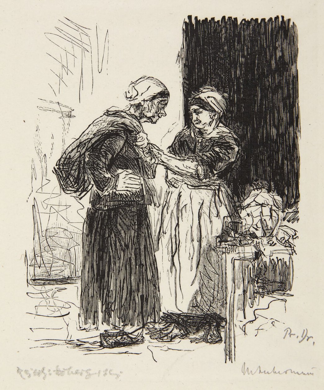 Dvě ženy v rozhovoru od Max Liebermann
