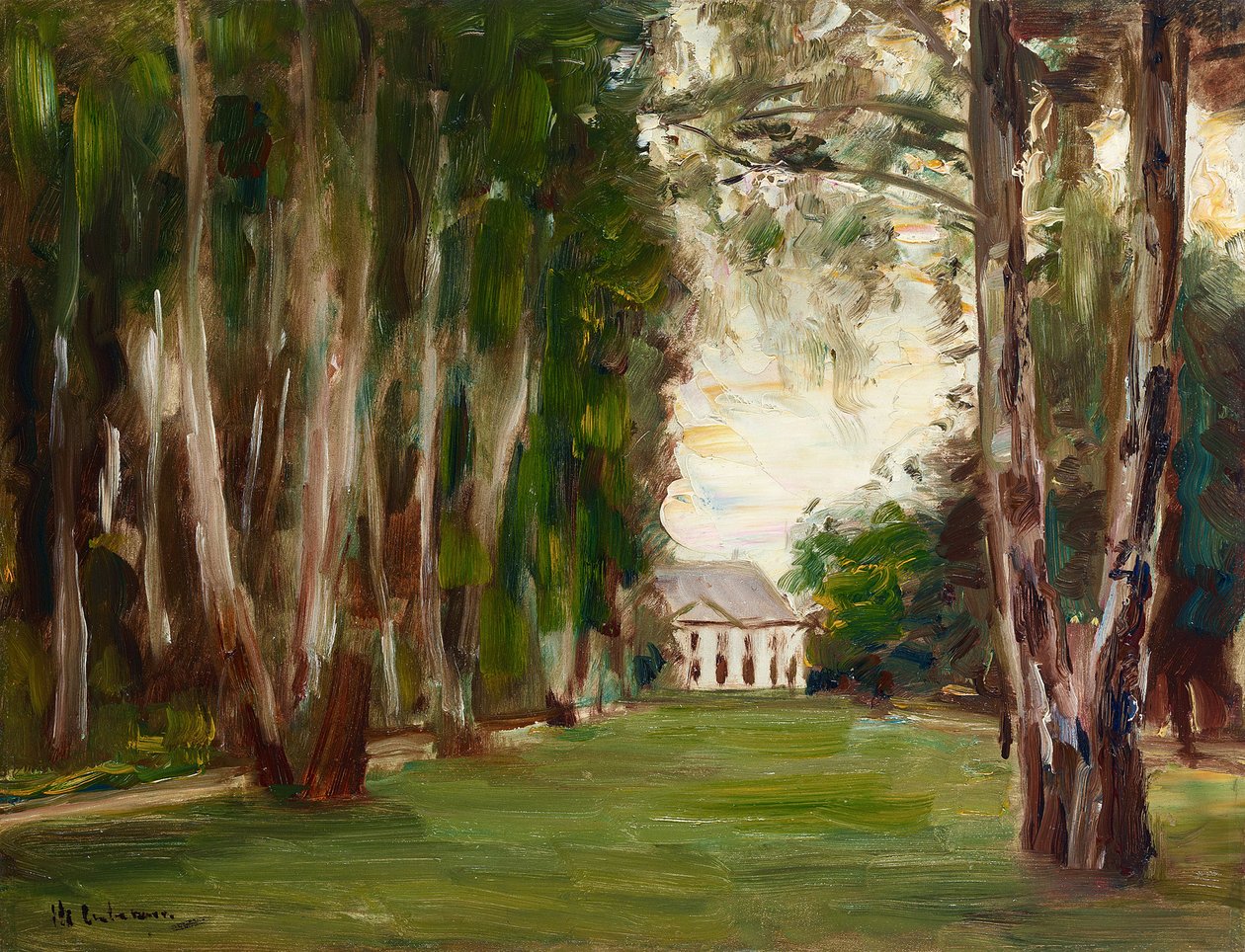 Zahrada u jezera Wannsee s vilou od Max Liebermann