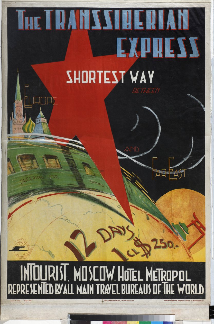 Le Transsiberien - Transsibiřský expres (Plakát společnosti Intourist) - Litvak, Max (1898-po 1943) - 1930 - Barevná litografie - Ruská státní knihovna, Moskva od Max Litvak