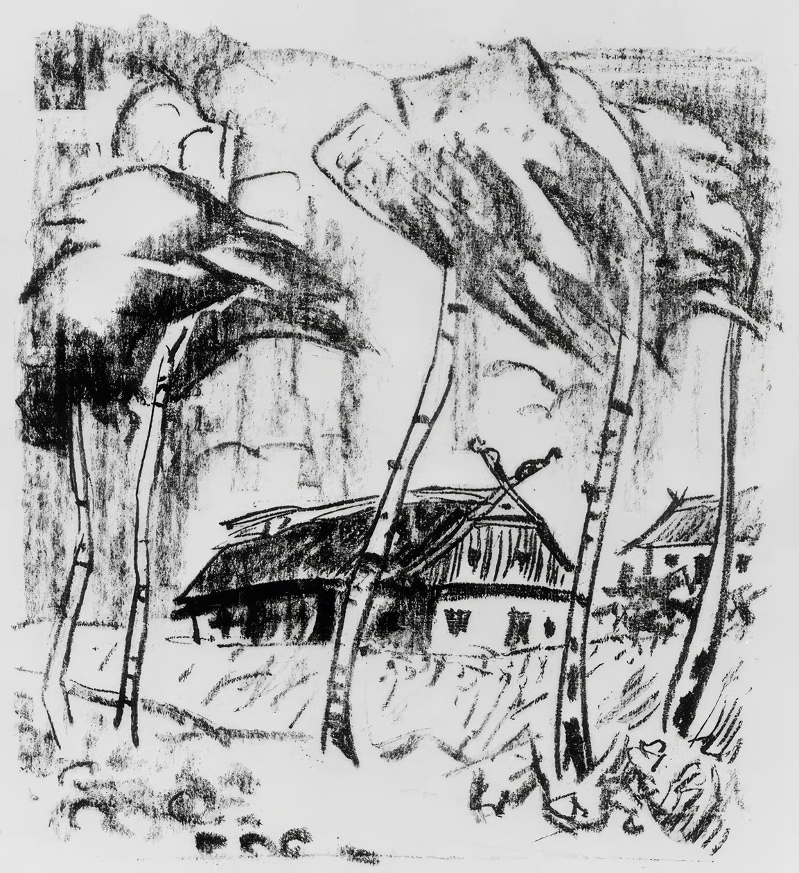 Statek za břízami od Max Pechstein