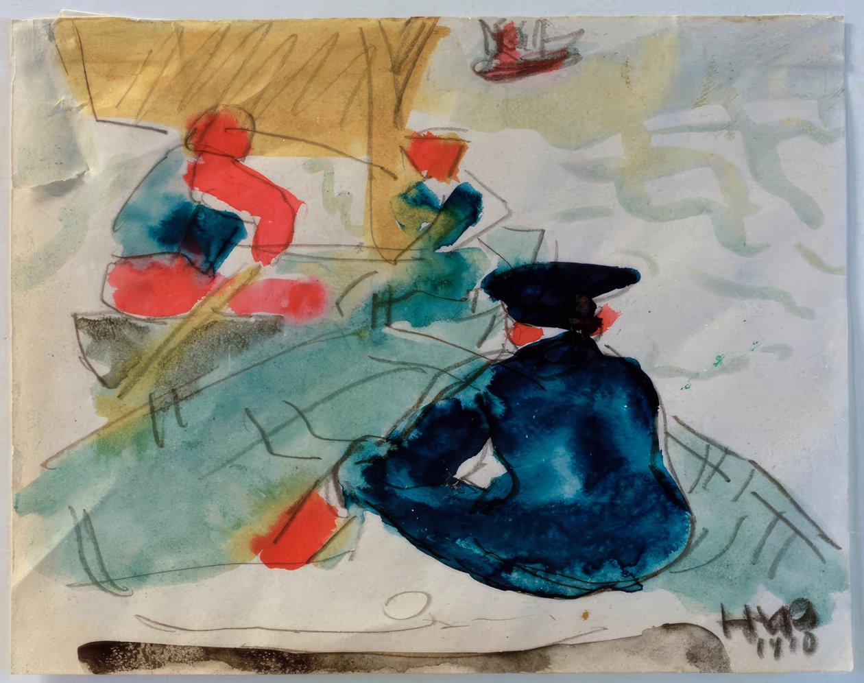 Rybáři sedící v lodi od Max Pechstein