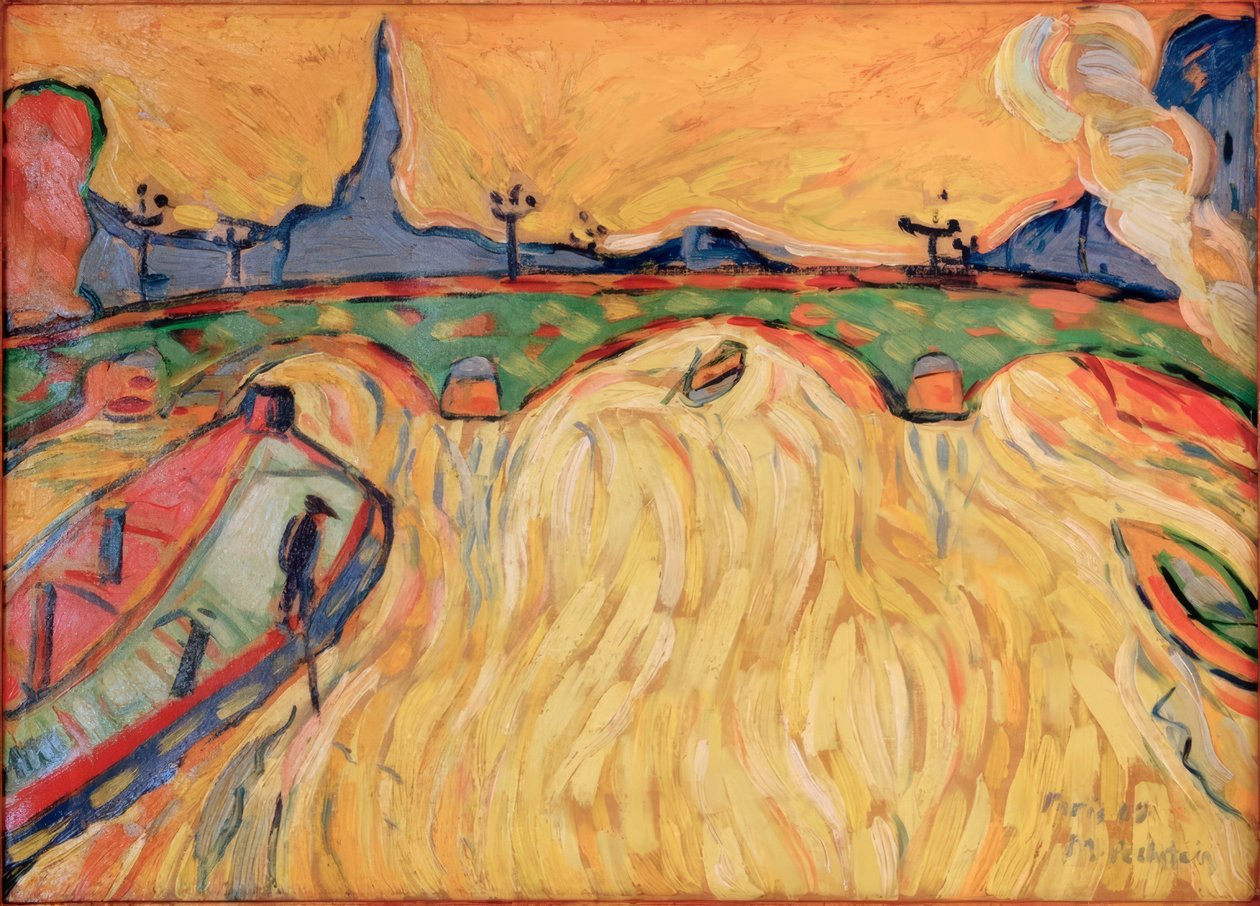 Jeho most a nákladní čluny od Max Pechstein